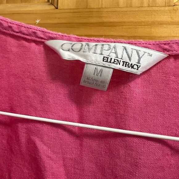 Company Ellen Tracy size M peony color linen half zip blouse - Picture 5 of 8